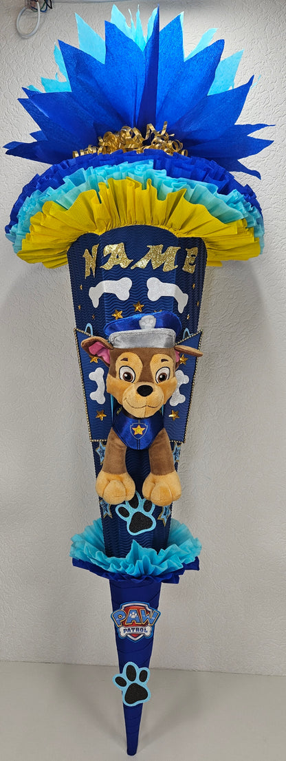 SCHULTÜTE ZUCKERTÜTE Paw Patrol Rohling 85cm Jungs dunkelblau blau gelb