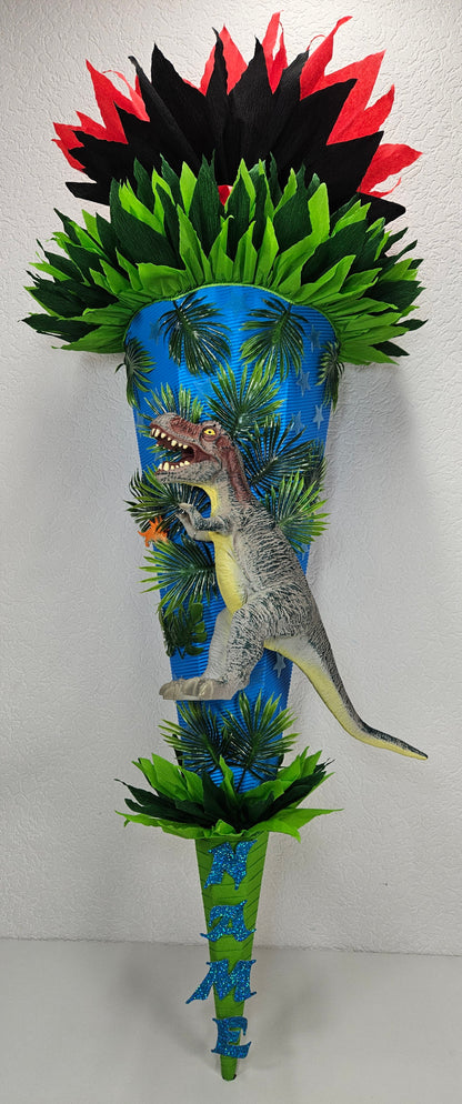 SCHULTÜTE ZUCKERTÜTE Rex Dinosaurier Rohling 80cm Jungs blau schwarz rot grün