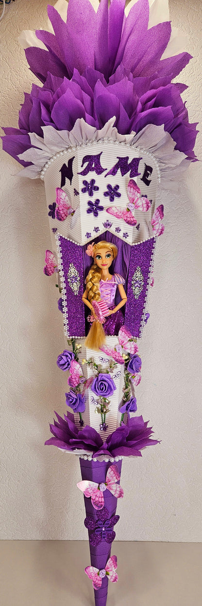SCHULTÜTE ZUCKERTÜTE Rapunzel für MÄDCHEN EINSCHULUNG 2025 lila weiß