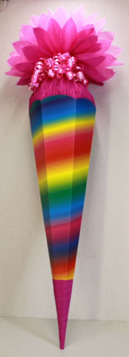 SCHULTÜTE ZUCKERTÜTE OHNE BUCHSTABEN !!KORPUS 70 80 85 90 100cm REGENBOGENFARBEN