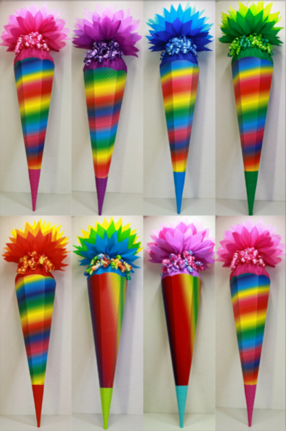 SCHULTÜTE ZUCKERTÜTE OHNE BUCHSTABEN !!KORPUS 70 80 85 90 100cm REGENBOGENFARBEN