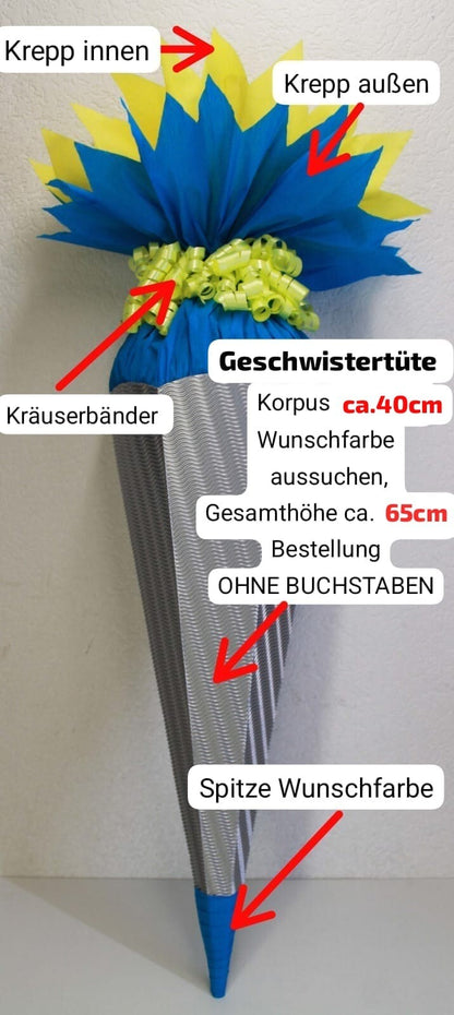 SCHULTÜTE ZUCKERTÜTE OHNE BUCHSTABEN !! Rohling auf Bestellung Ihre Wunschfarben