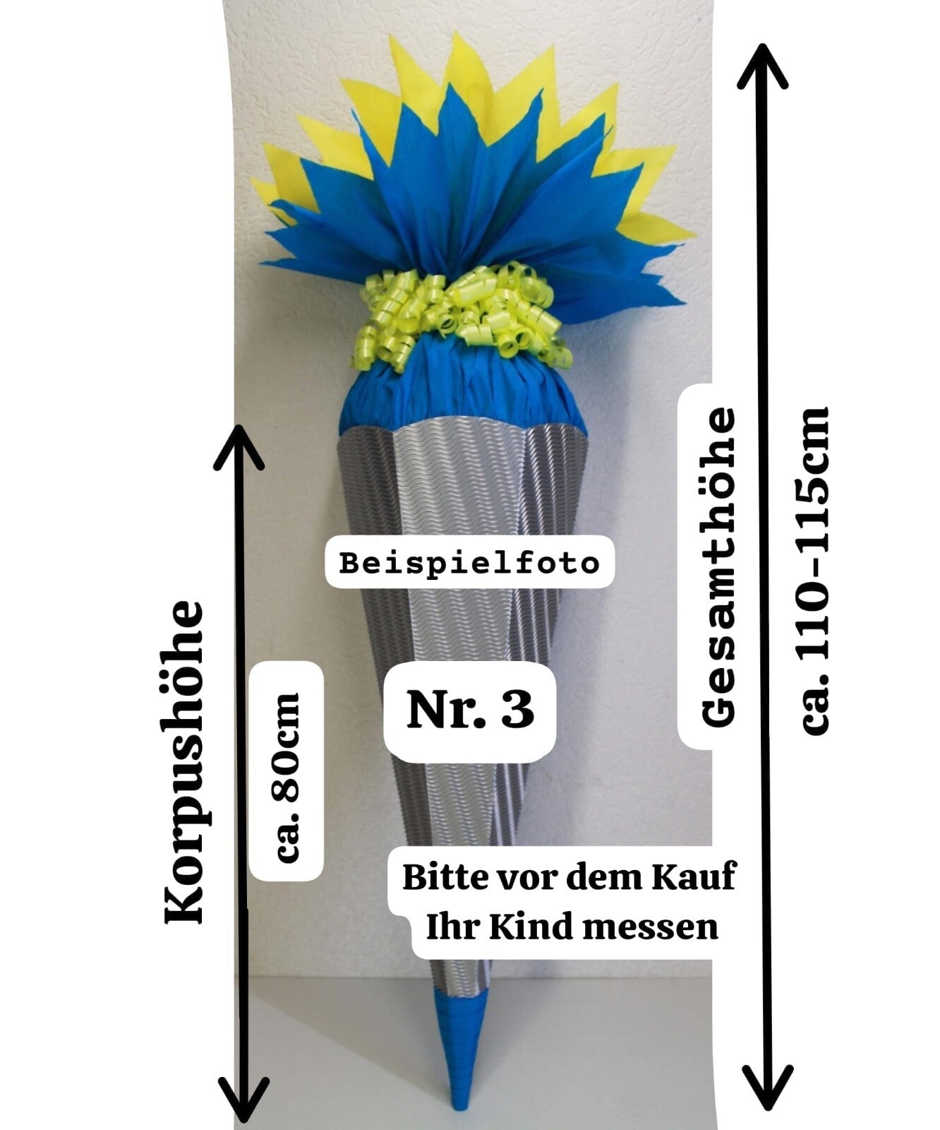 SCHULTÜTE ZUCKERTÜTE OHNE BUCHSTABEN !! Rohling 40 70 75 80 85 90cm 1m JUNGS