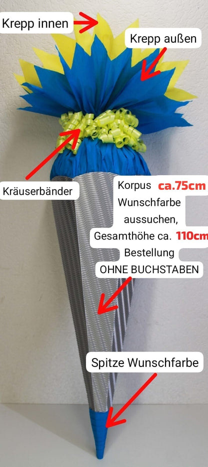 SCHULTÜTE ZUCKERTÜTE OHNE BUCHSTABEN !! Rohling auf Bestellung Ihre Wunschfarben
