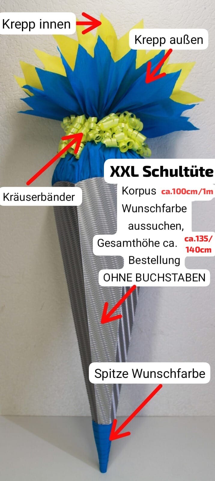 SCHULTÜTE ZUCKERTÜTE OHNE BUCHSTABEN !! Rohling auf Bestellung Ihre Wunschfarben