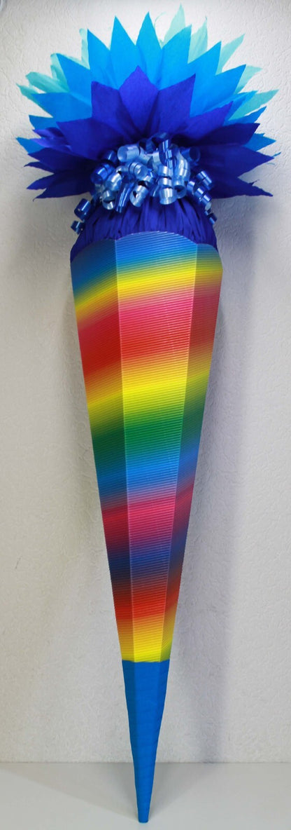 SCHULTÜTE ZUCKERTÜTE OHNE BUCHSTABEN !!KORPUS 70 80 85 90 100cm REGENBOGENFARBEN