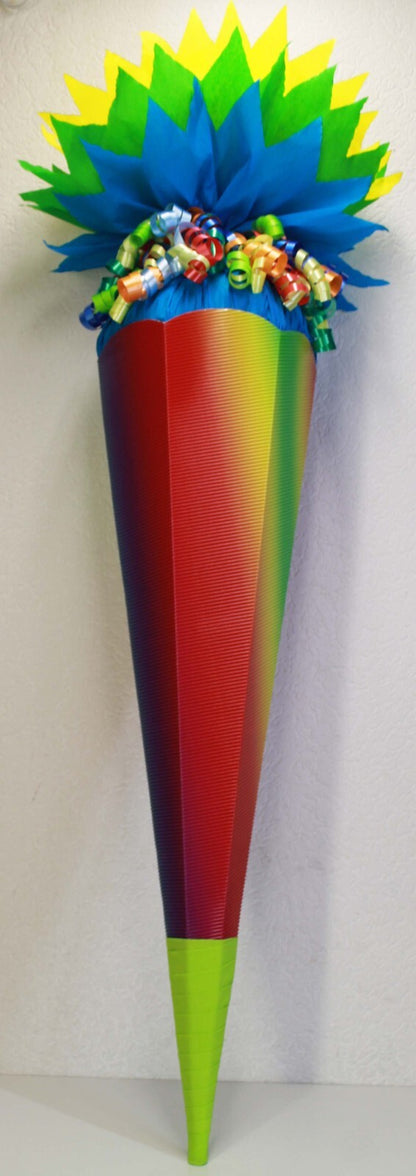 SCHULTÜTE ZUCKERTÜTE OHNE BUCHSTABEN !!KORPUS 70 80 85 90 100cm REGENBOGENFARBEN