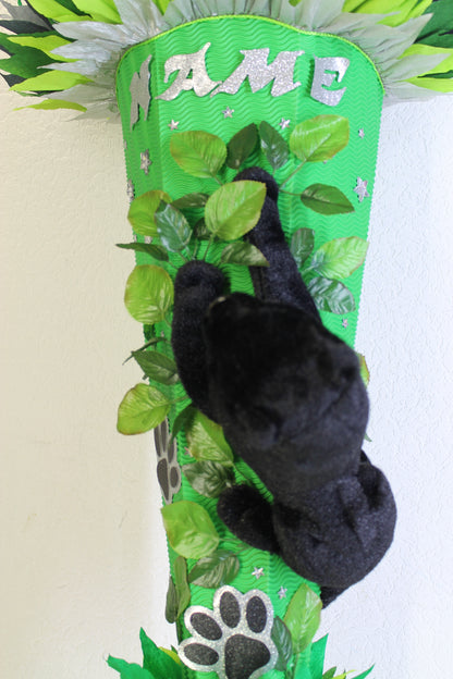 SCHULTÜTE ZUCKERTÜTE schwarze Panter Katze Rohling 85cm Jungs grün dunkelgrün grau schwarz silber