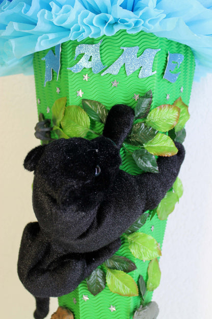 SCHULTÜTE ZUCKERTÜTE schwarze Panter Katze wilde Tiere Dschungel Safari Rohling 85cm Jungs blau grün