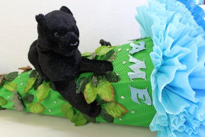 SCHULTÜTE ZUCKERTÜTE schwarze Panter Katze wilde Tiere Dschungel Safari Rohling 85cm Jungs blau grün