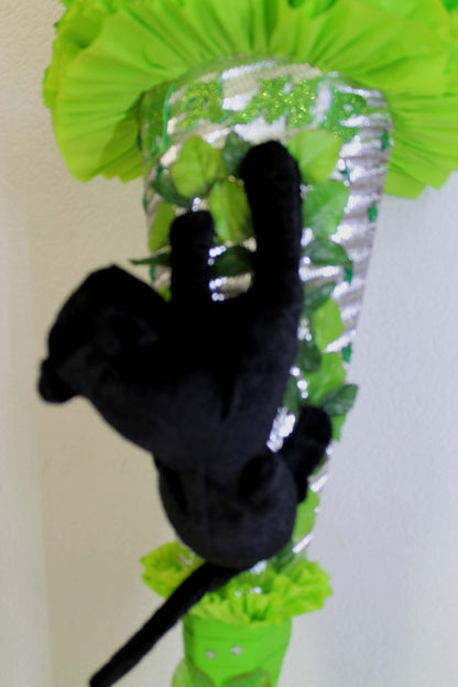 SCHULTÜTE ZUCKERTÜTE schwarze Panter Katze Rohling 77cm Jungs hellgrün silber
