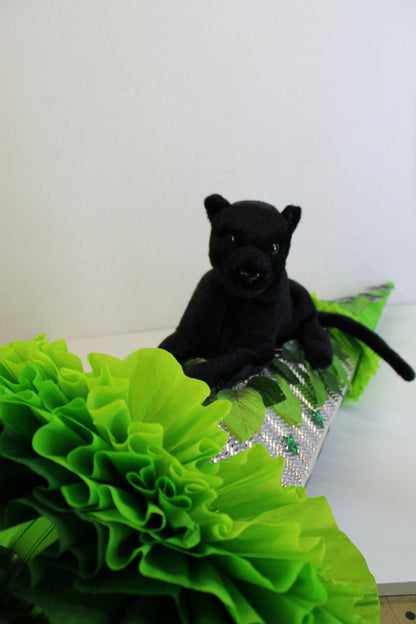 SCHULTÜTE ZUCKERTÜTE schwarze Panter Katze Rohling 77cm Jungs hellgrün silber