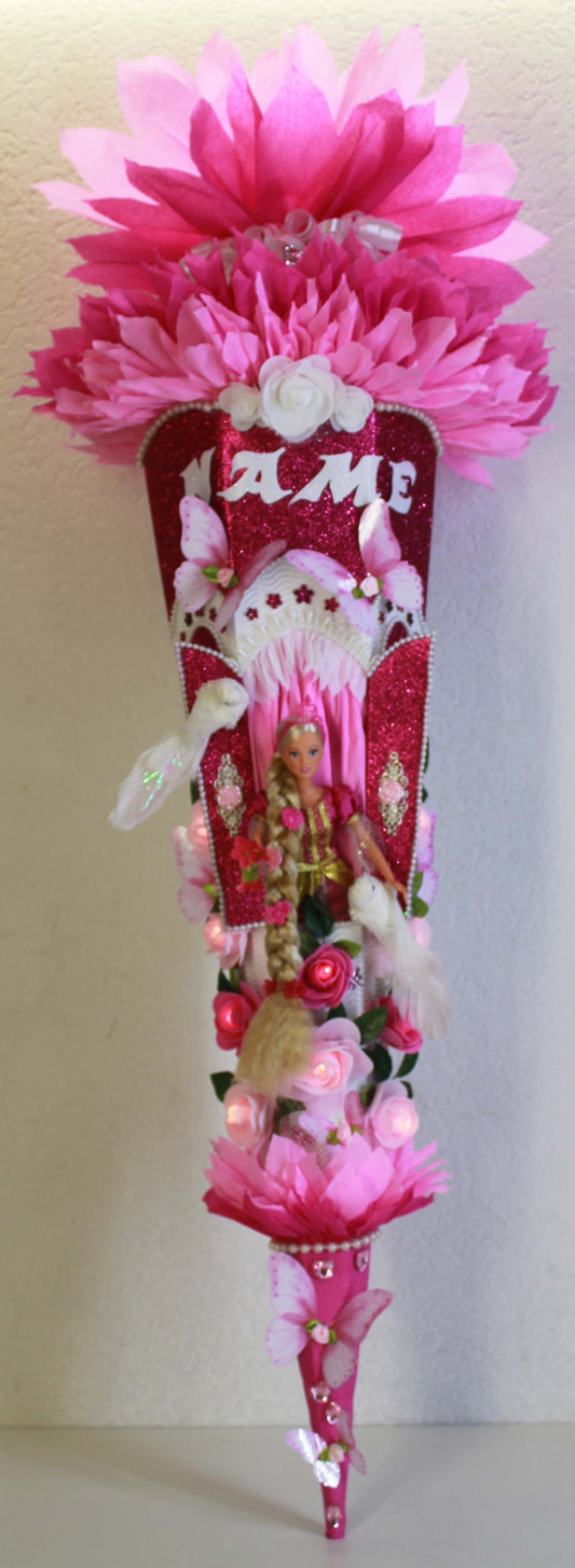 SCHULTÜTE ZUCKERTÜTE Rapunzel für MÄDCHEN EINSCHULUNG 2025 pink weiß