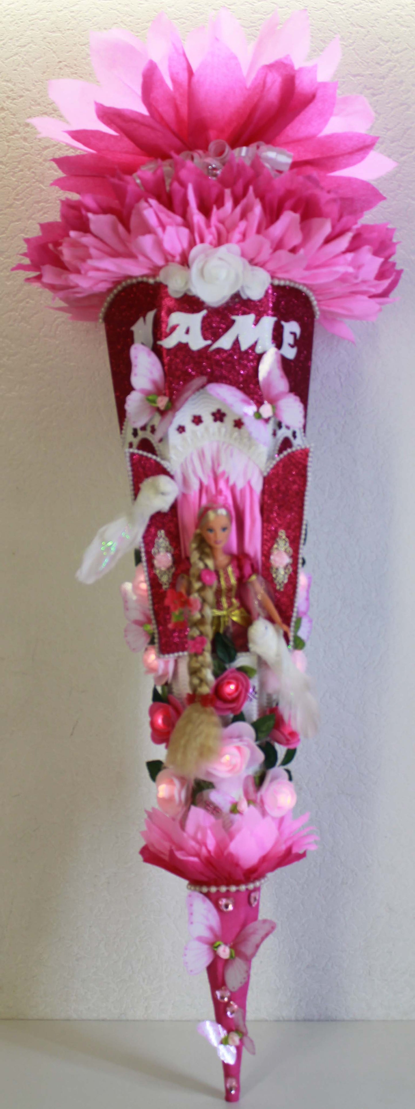 SCHULTÜTE ZUCKERTÜTE Rapunzel für MÄDCHEN EINSCHULUNG 2025 pink weiß