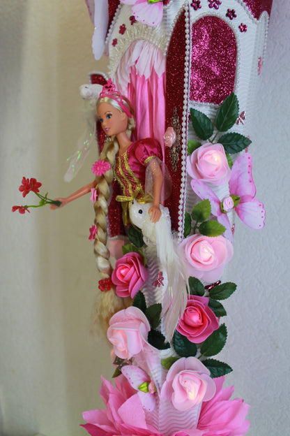 SCHULTÜTE ZUCKERTÜTE Rapunzel für MÄDCHEN EINSCHULUNG 2025 pink weiß
