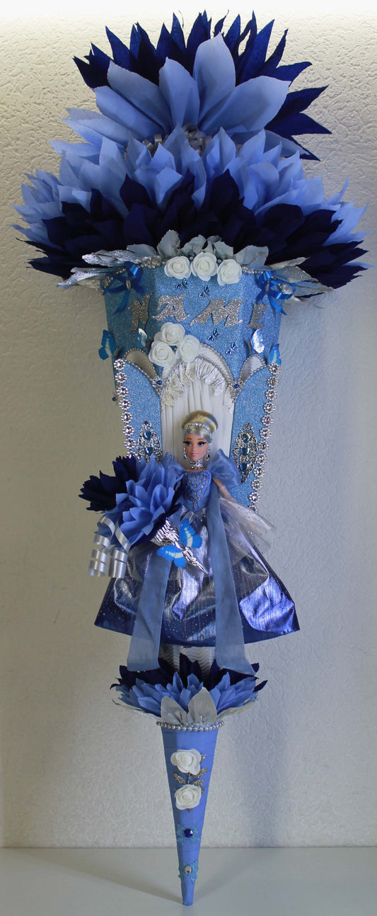 SCHULTÜTE ZUCKERTÜTE Prinzessin für MÄDCHEN EINSCHULUNG 2025 eisblau silber blau