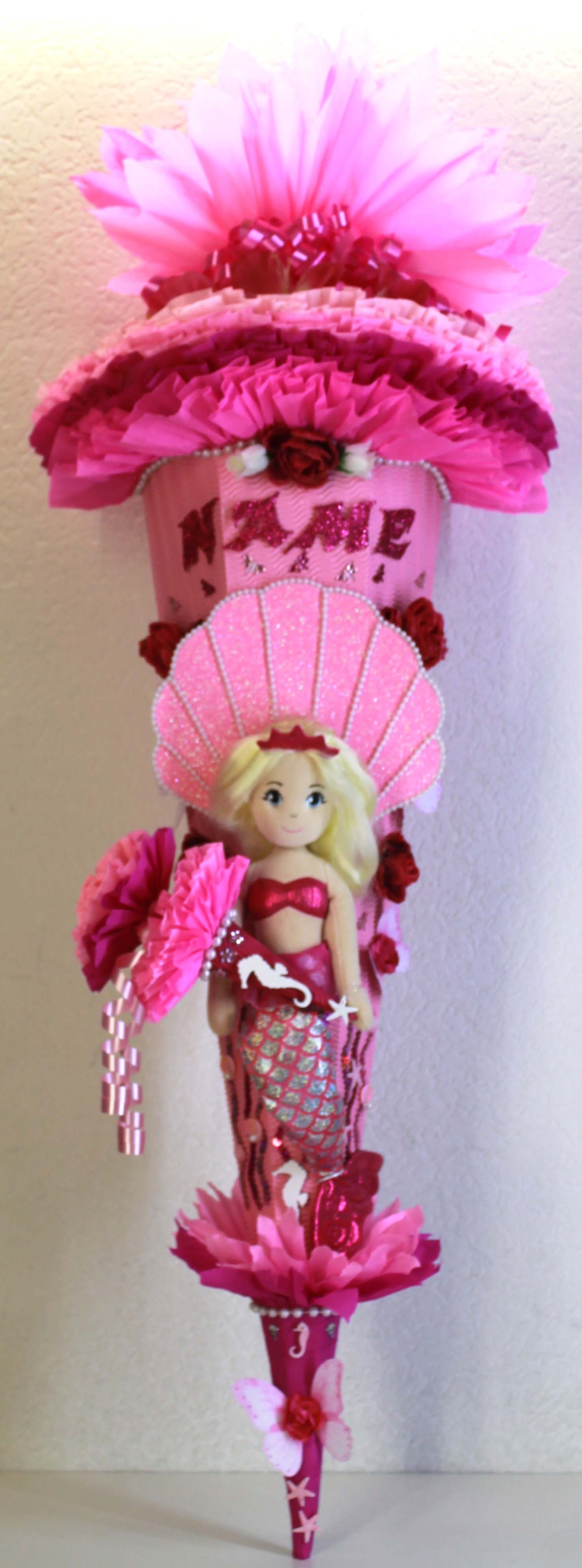 SCHULTÜTE ZUCKERTÜTE Nixe für MÄDCHEN EINSCHULUNG 2025 pink rosa weiß