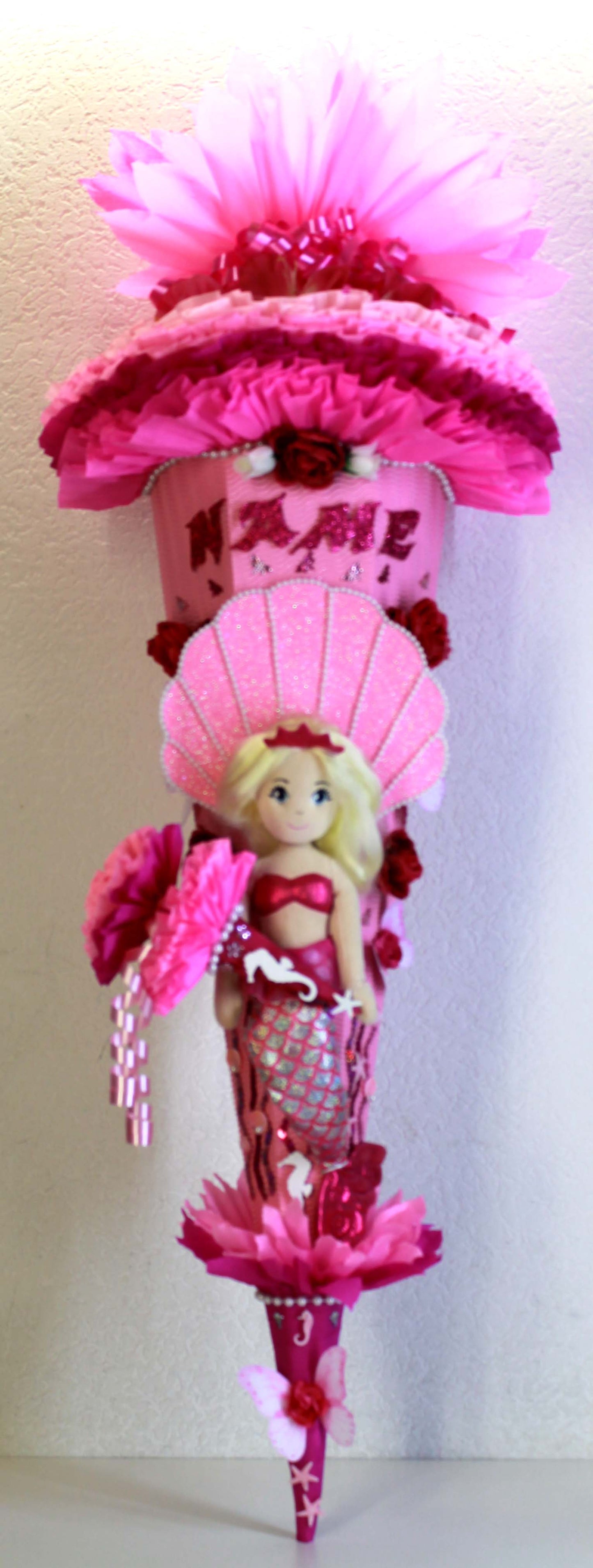SCHULTÜTE ZUCKERTÜTE Nixe für MÄDCHEN EINSCHULUNG 2025 pink rosa weiß