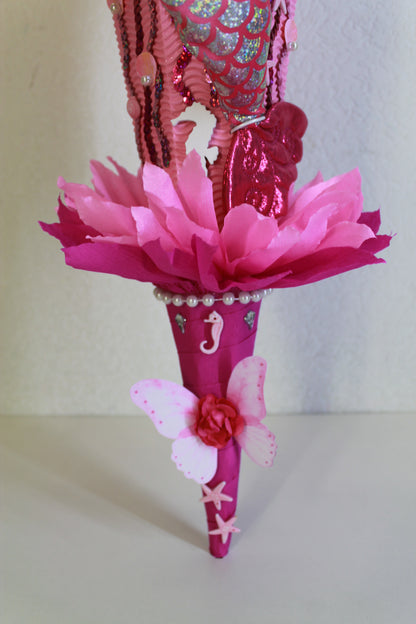 SCHULTÜTE ZUCKERTÜTE Nixe für MÄDCHEN EINSCHULUNG 2025 pink rosa weiß