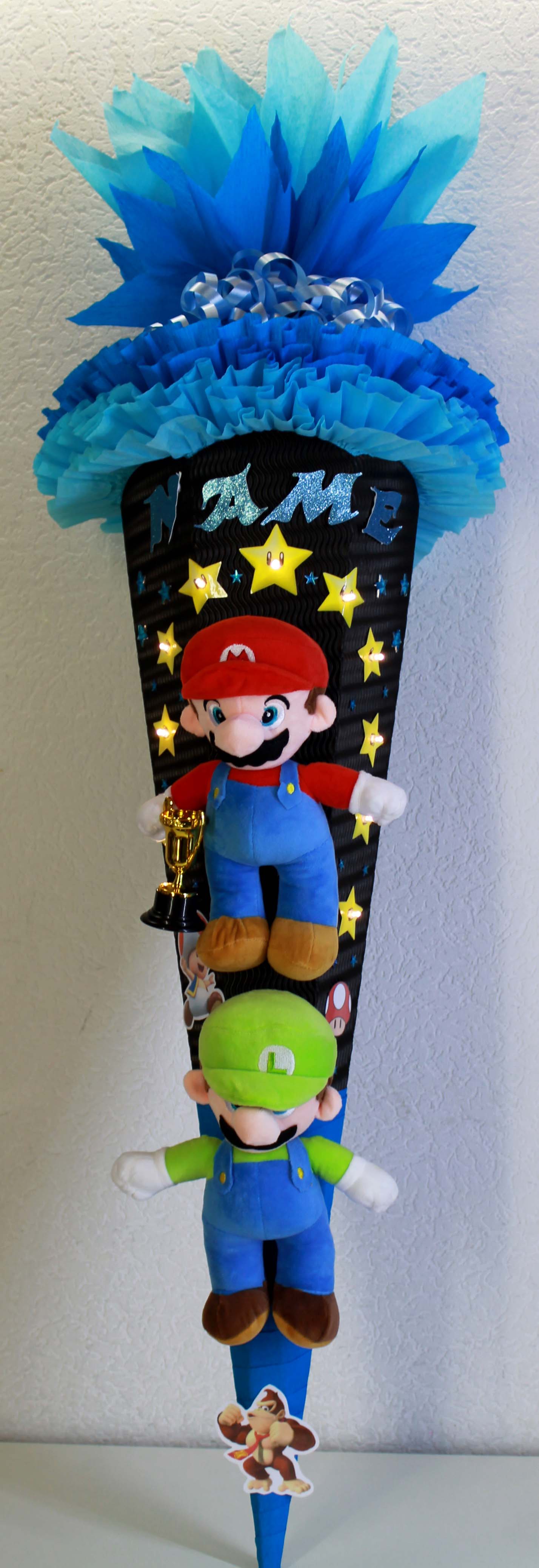 SCHULTÜTE ZUCKERTÜTE Super Mario Rohling 80cm Jungs blau schwarz ...