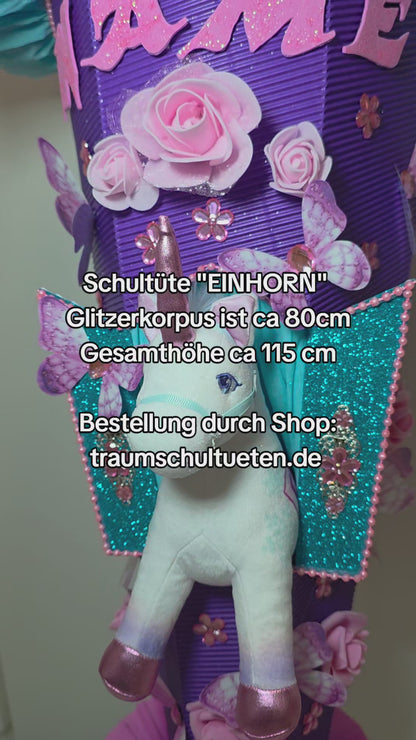 SCHULTÜTE ZUCKERTÜTE EINHORN für MÄDCHEN EINSCHULUNG in lila türkis rosa violett