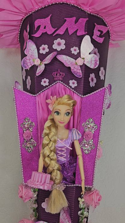 SCHULTÜTE ZUCKERTÜTE RAPUNZEL für MÄDCHEN EINSCHULUNG 2025 rosa violett