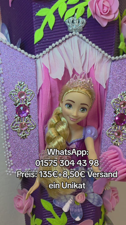 SCHULTÜTE ZUCKERTÜTE RAPUNZEL für MÄDCHEN EINSCHULUNG in lila weiß rosa