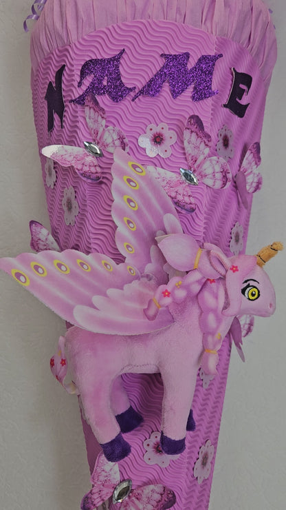 SCHULTÜTE ZUCKERTÜTE EINHORN für MÄDCHEN EINSCHULUNG 2025 rosa lila