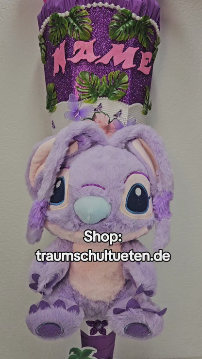 SCHULTÜTE ZUCKERTÜTE Stitch für MÄDCHEN EINSCHULUNG 2025 lila rosa weiß