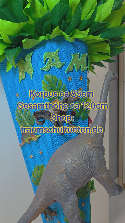 SCHULTÜTE ZUCKERTÜTE Dinosaurier Dinos für Jungs blau grün dunkelgrün