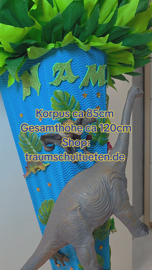 SCHULTÜTE ZUCKERTÜTE Dinosaurier Dinos für Jungs blau grün dunkelgrün