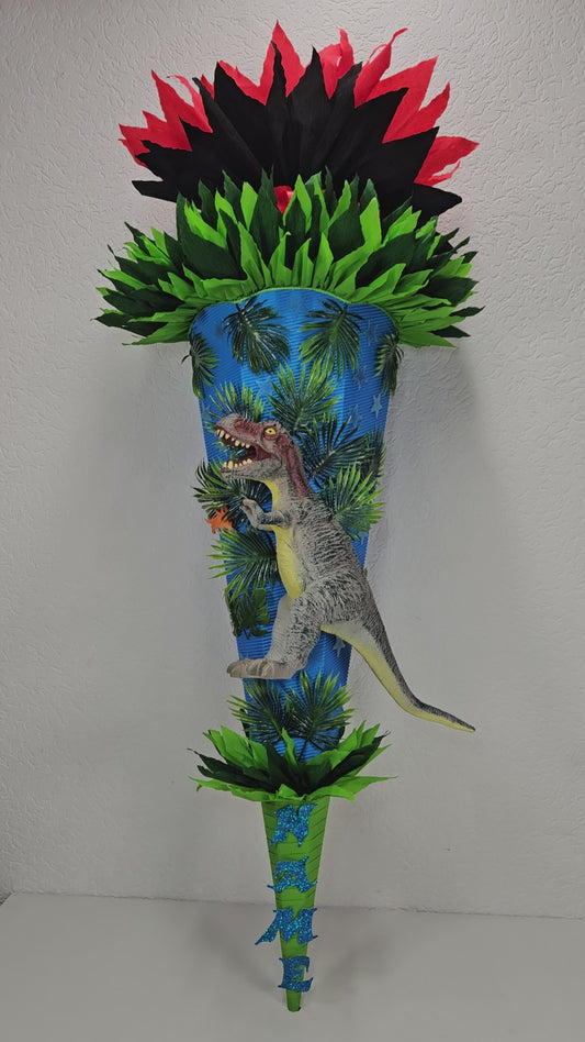 SCHULTÜTE ZUCKERTÜTE Rex Dinosaurier Rohling 80cm Jungs blau schwarz rot grün