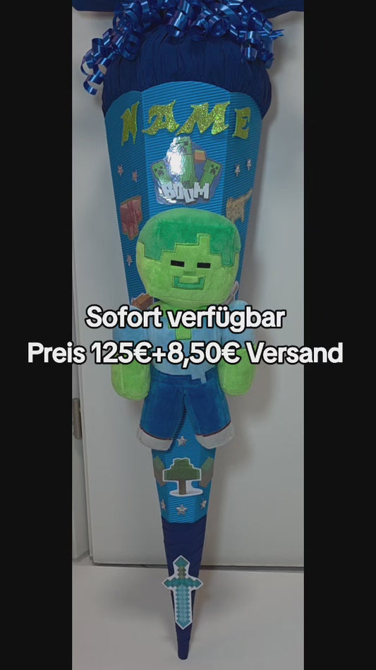 SCHULTÜTE ZUCKERTÜTE MINECRAFT für Jungs blau dunkelblau