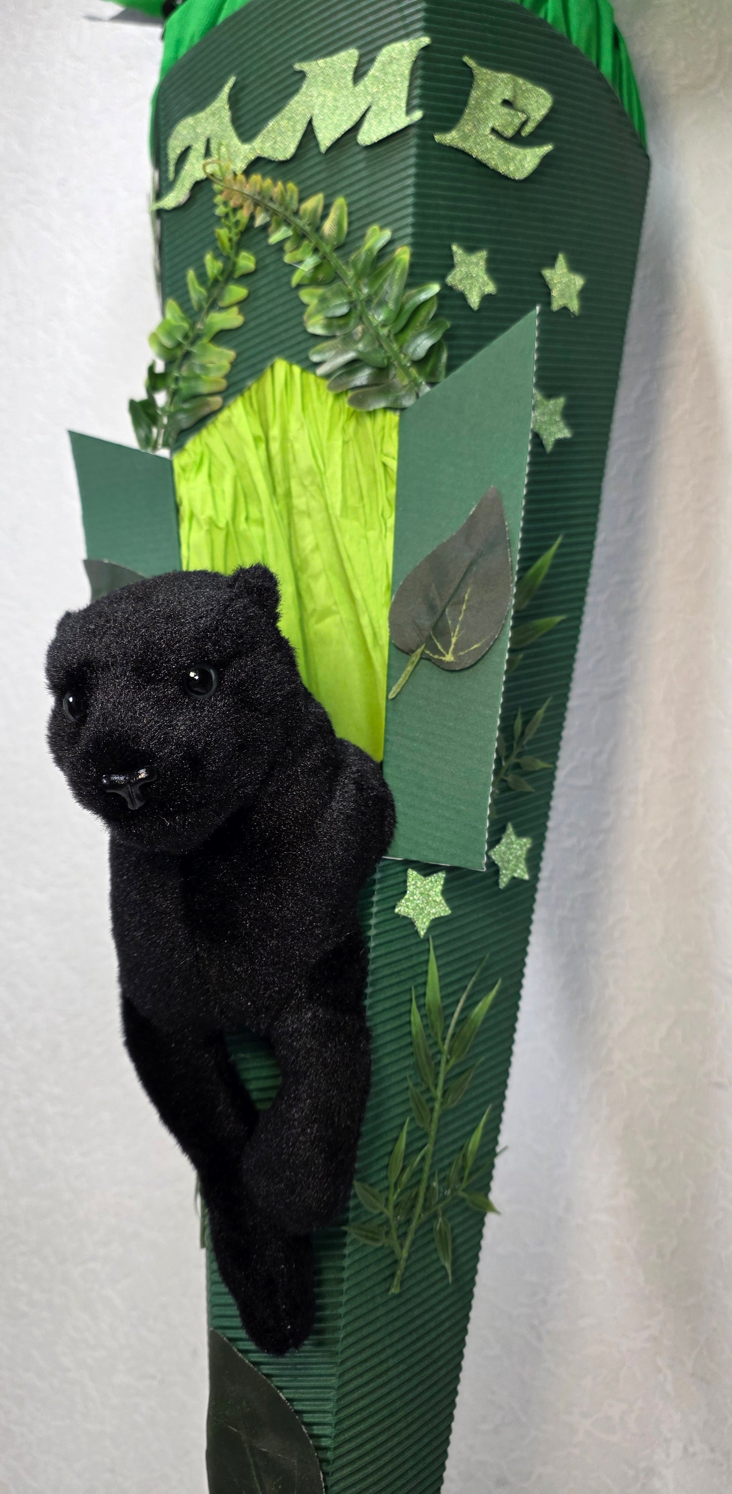 SCHULTÜTE ZUCKERTÜTE Panther Schwarze Katze Jungs dunkelgrün grau hellgrün