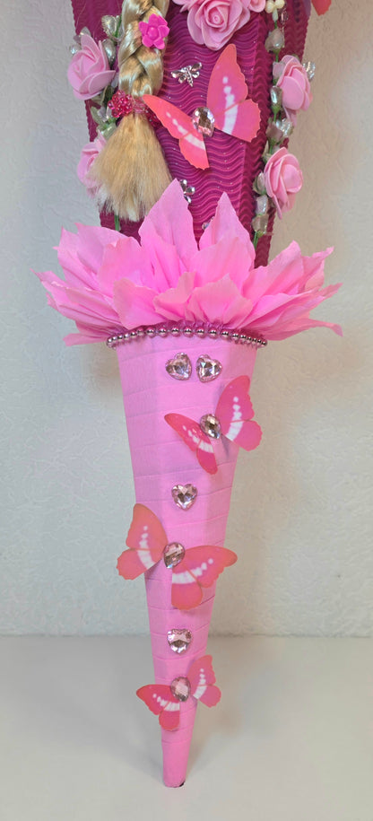 SCHULTÜTE ZUCKERTÜTE RAPUNZEL für MÄDCHEN EINSCHULUNG in pink rosa