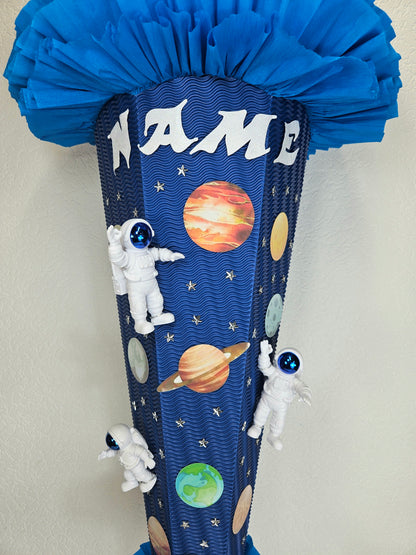 SCHULTÜTE ZUCKERTÜTE "WELTALL ASTRONAUTEN" für Jungs dunkelblau blau