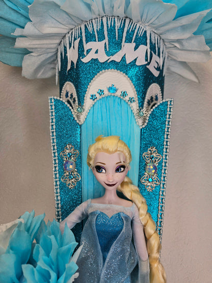 XXL SCHULTÜTE ZUCKERTÜTE "Eiskönigin Elsa" EINSCHULUNG 2025 türkis weiß