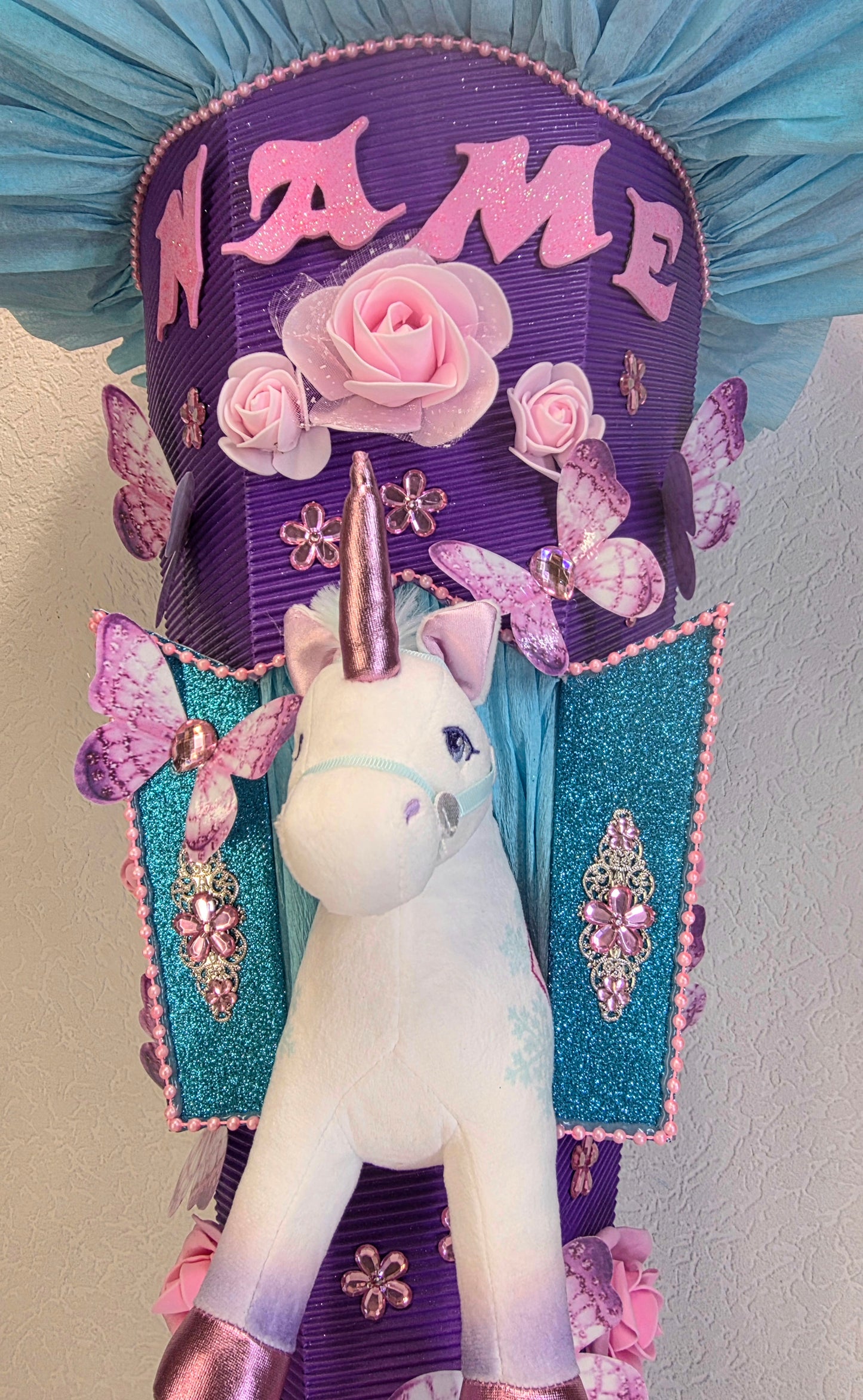 SCHULTÜTE ZUCKERTÜTE EINHORN für MÄDCHEN EINSCHULUNG in lila türkis rosa violett