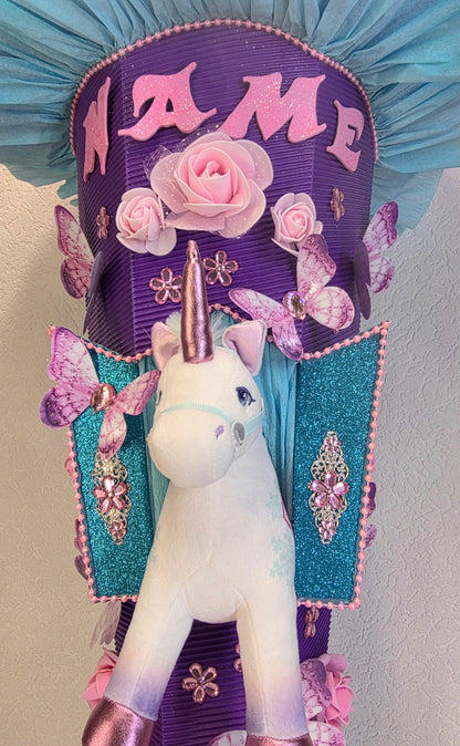 SCHULTÜTE ZUCKERTÜTE EINHORN für MÄDCHEN EINSCHULUNG in lila türkis rosa violett
