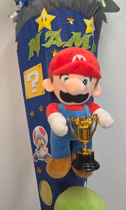 SCHULTÜTE ZUCKERTÜTE Super Mario Jungs dunkelblau grau hellgrün