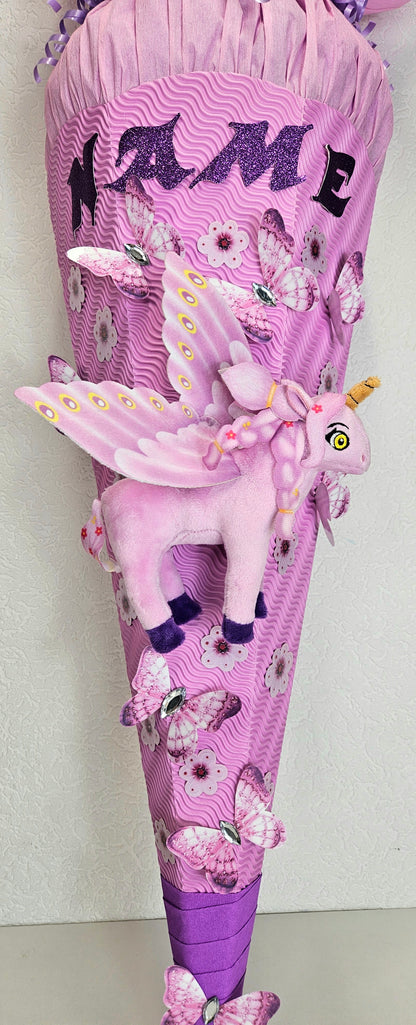 SCHULTÜTE ZUCKERTÜTE EINHORN für MÄDCHEN EINSCHULUNG 2025 rosa lila