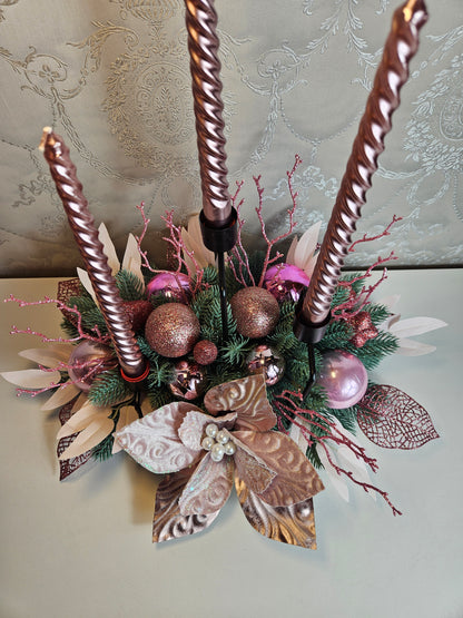 Weihnachtsdekor + Adventsgesteck Kamingesteck, Chrismes, Weihnachtsdeko Weihnachtsblumen Tischdekor, Tischgesteck, Winterdekor,Advent Weihnachtsdekoration Geschenkidee rosa grün