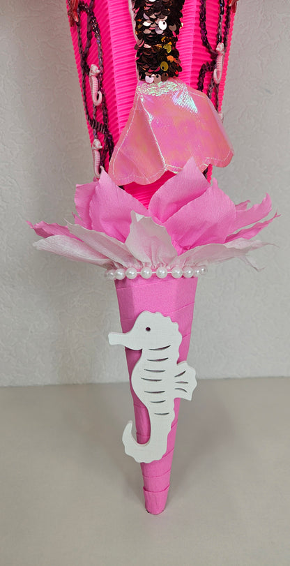 SCHULTÜTE ZUCKERTÜTE Nixe Meerjungfrau für MÄDCHEN EINSCHULUNG 2025 leuchtpink rosa weiß