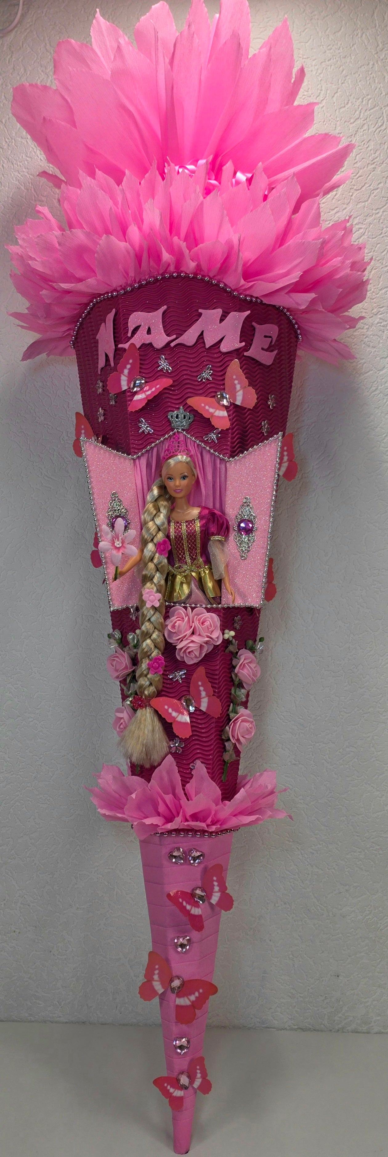 SCHULTÜTE ZUCKERTÜTE RAPUNZEL für MÄDCHEN EINSCHULUNG in pink rosa