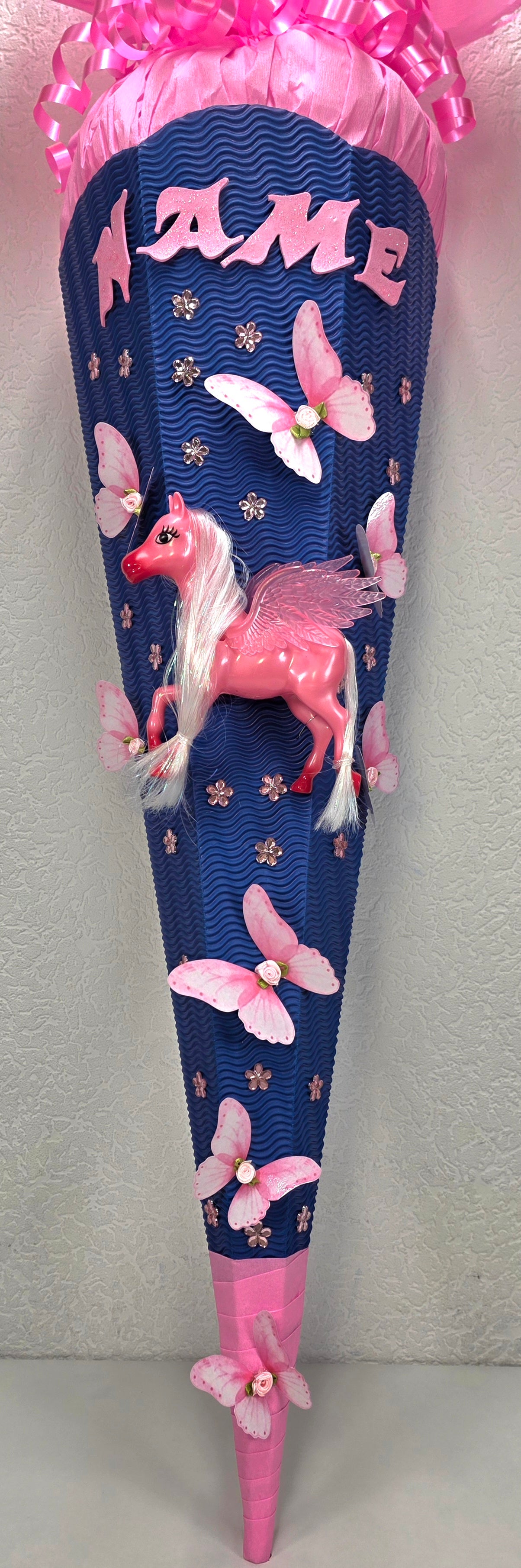 SCHULTÜTE ZUCKERTÜTE REGASUS für MÄDCHEN EINSCHULUNG blau rosa