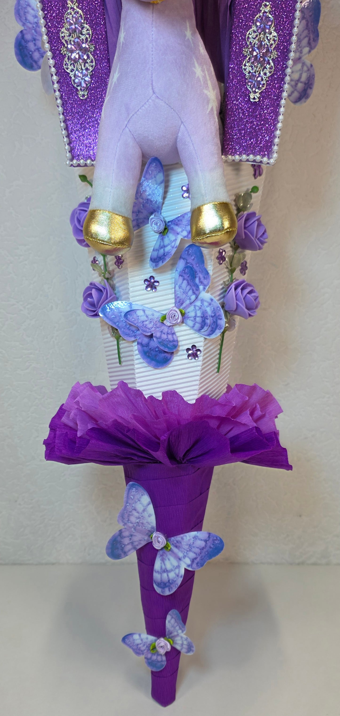 SCHULTÜTE ZUCKERTÜTE EINHORN für MÄDCHEN EINSCHULUNG in lila weiß