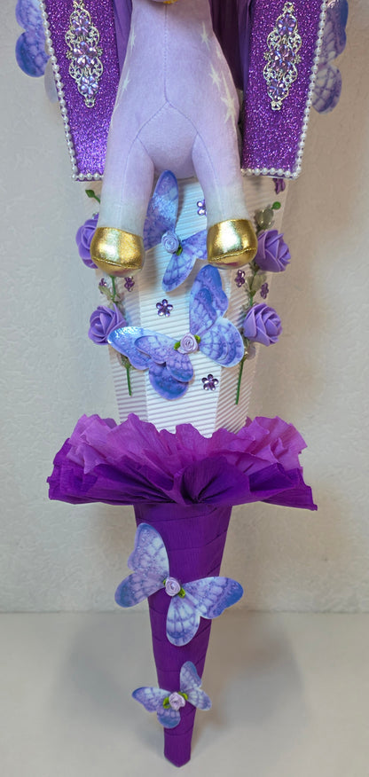 SCHULTÜTE ZUCKERTÜTE EINHORN für MÄDCHEN EINSCHULUNG in lila weiß