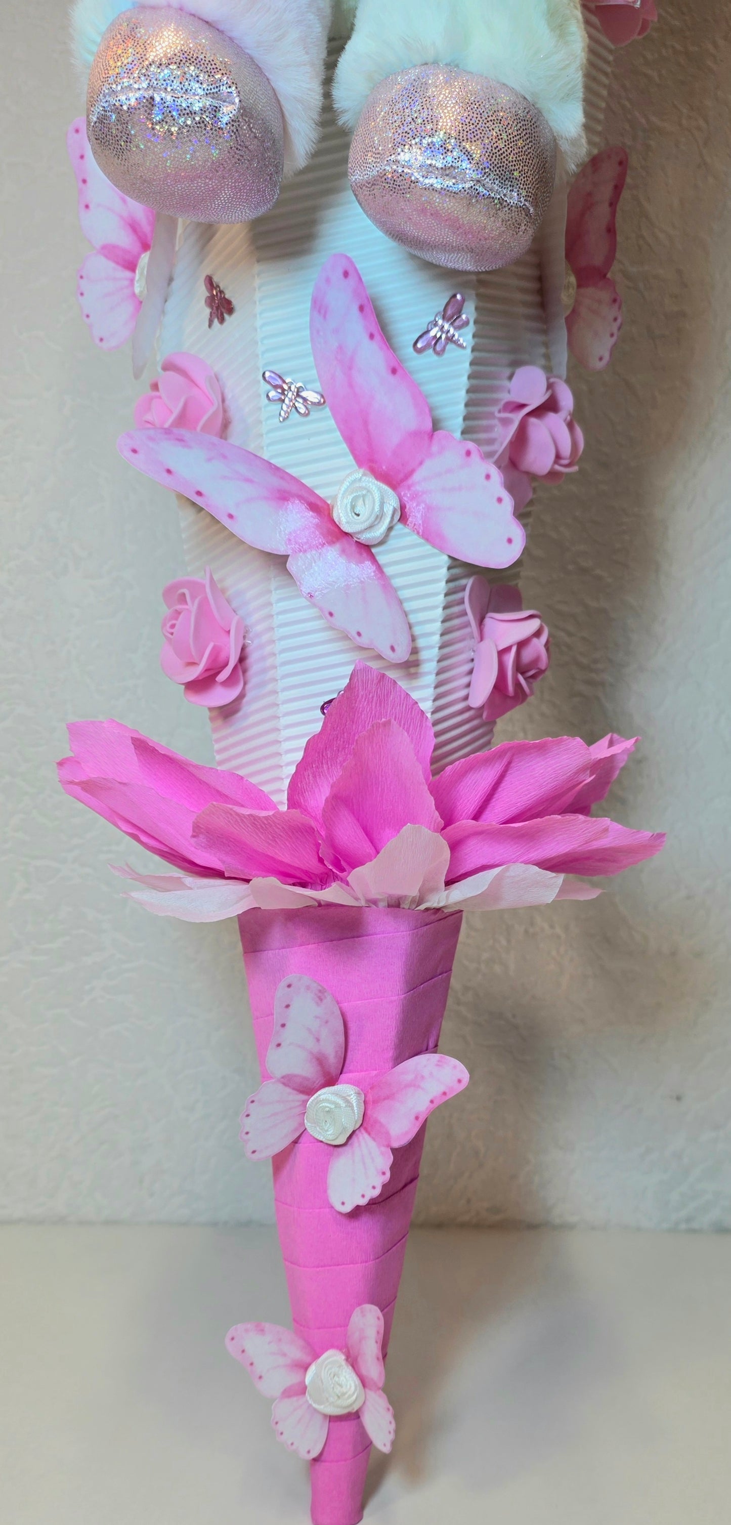 SCHULTÜTE ZUCKERTÜTE EINHORN für MÄDCHEN EINSCHULUNG in weiß rosa