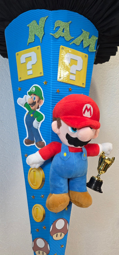 SCHULTÜTE ZUCKERTÜTE SUPER MARIO Jungs blau schwarz hellgrün