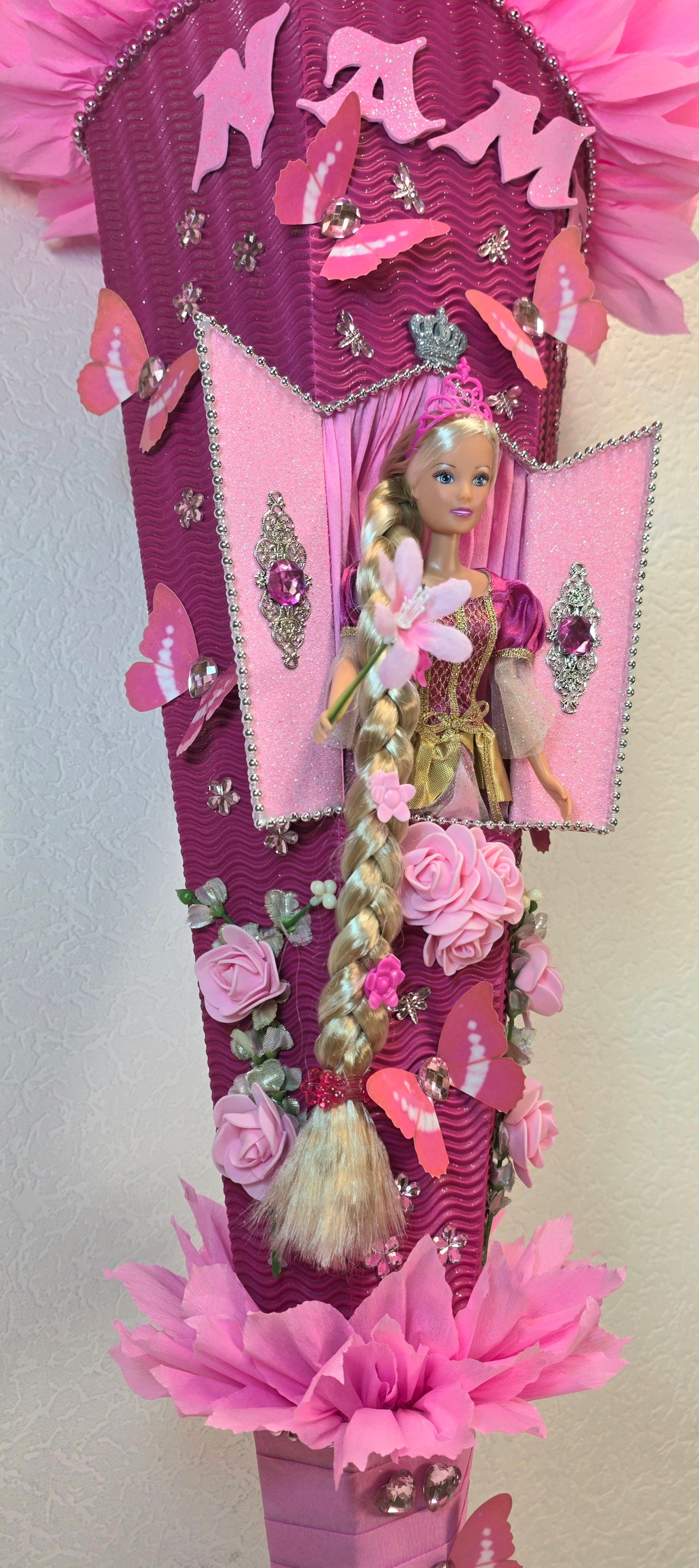 SCHULTÜTE ZUCKERTÜTE RAPUNZEL für MÄDCHEN EINSCHULUNG in pink rosa